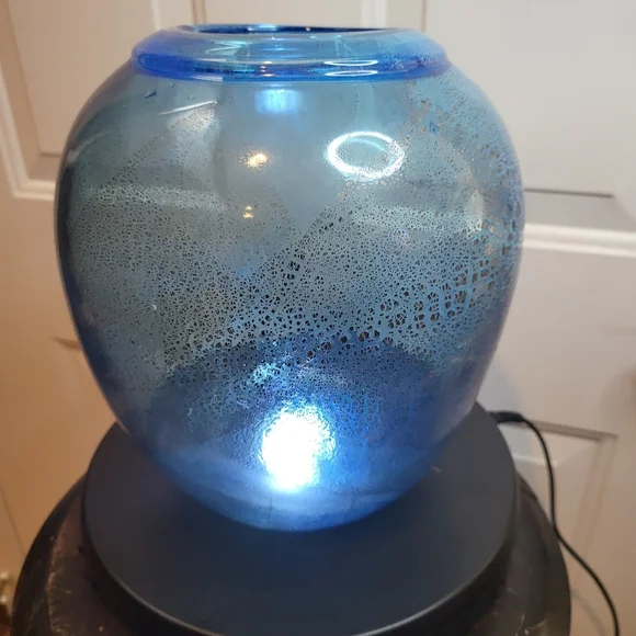 Art Glass Bowl Vase Dichroic Gold and Silver Signed 9" - Picture 6 of 11